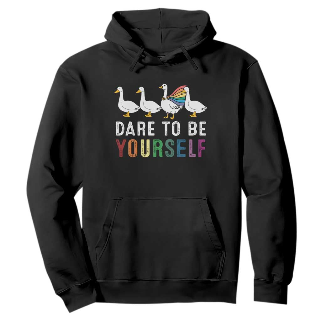 Rainbow Goose Dare to Be Yourself LGBTQ Pride Hoodie TS10 Black Print Your Wear