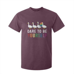 Rainbow Goose Dare to Be Yourself LGBTQ Pride T Shirt For Kid TS10 Maroon Print Your Wear