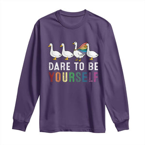Rainbow Goose Dare to Be Yourself LGBTQ Pride Long Sleeve Shirt TS10 Purple Print Your Wear