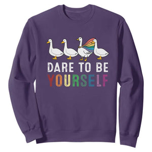Rainbow Goose Dare to Be Yourself LGBTQ Pride Sweatshirt TS10 Purple Print Your Wear