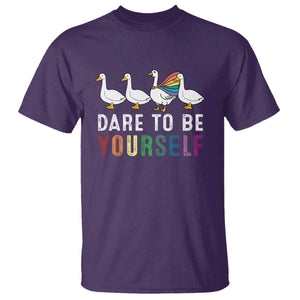 Rainbow Goose Dare to Be Yourself LGBTQ Pride T Shirt TS10 Purple Print Your Wear
