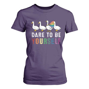 Rainbow Goose Dare to Be Yourself LGBTQ Pride T Shirt For Women TS10 Purple Print Your Wear