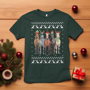 Horse Christmas T Shirt Western Cowboy Cowgirl Howdy Country Ugly Xmas TS10 Dark Forest Green Print Your Wear