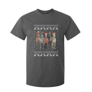 Horse Christmas T Shirt For Kid Western Cowboy Cowgirl Howdy Country Ugly Xmas TS10 Dark Heather Print Your Wear