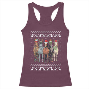 Horse Christmas Racerback Tank Top Western Cowboy Cowgirl Howdy Country Ugly Xmas TS10 Maroon Print Your Wear