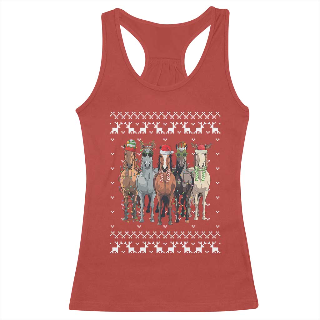 Horse Christmas Racerback Tank Top Western Cowboy Cowgirl Howdy Country Ugly Xmas TS10 Red Print Your Wear