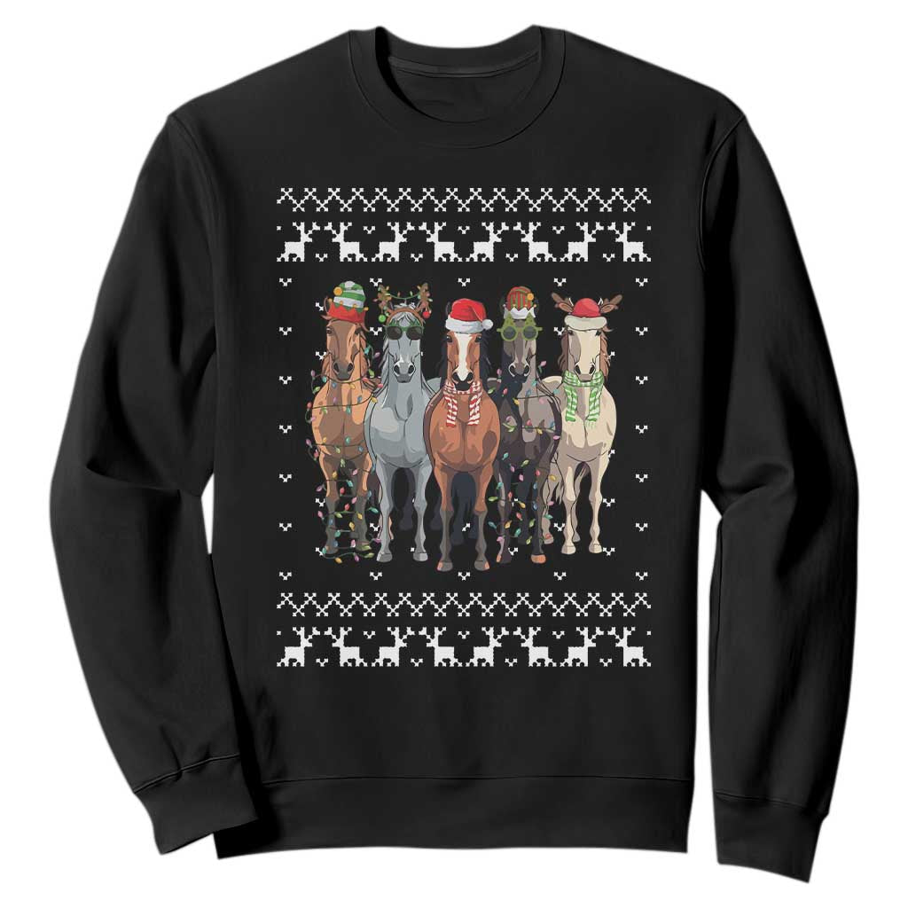 Horse Christmas Sweatshirt Western Cowboy Cowgirl Howdy Country Ugly Xmas TS10 Black Print Your Wear