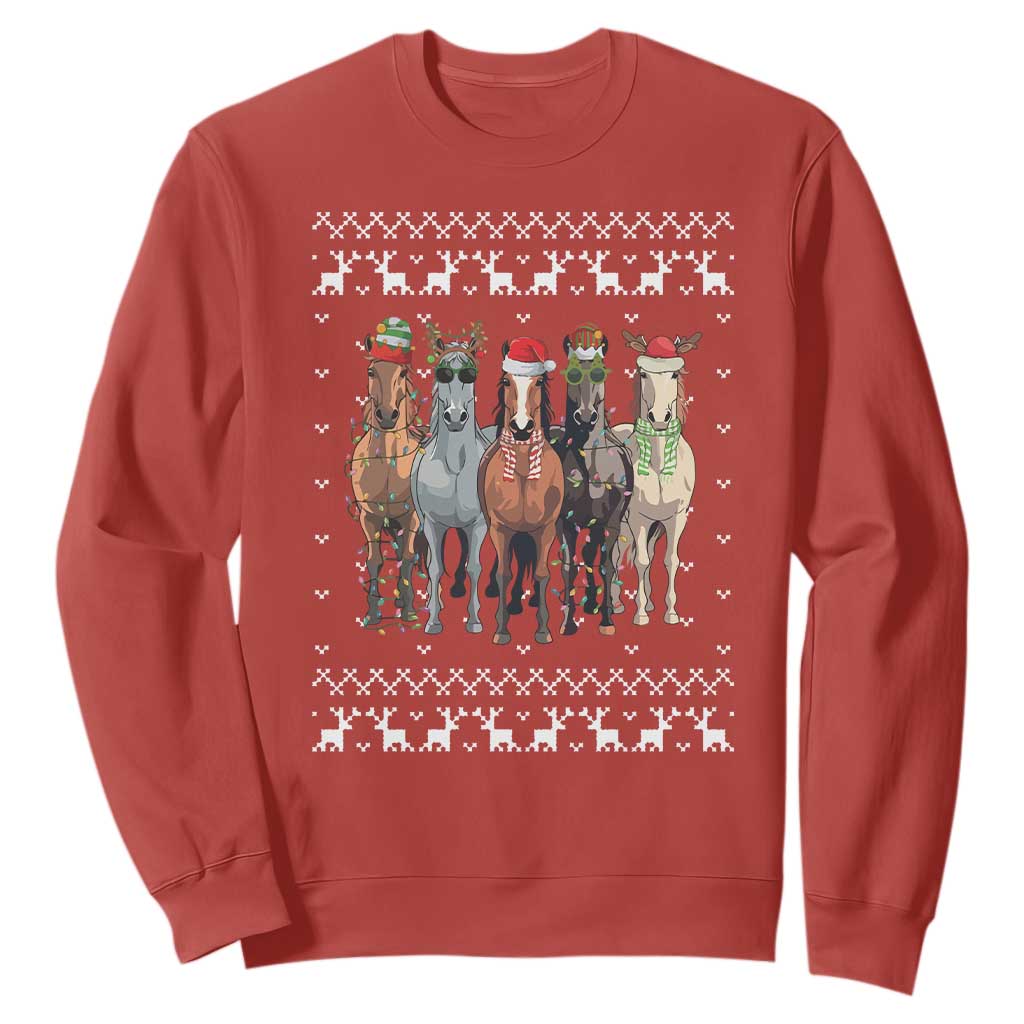 Horse Christmas Sweatshirt Western Cowboy Cowgirl Howdy Country Ugly Xmas TS10 Red Print Your Wear