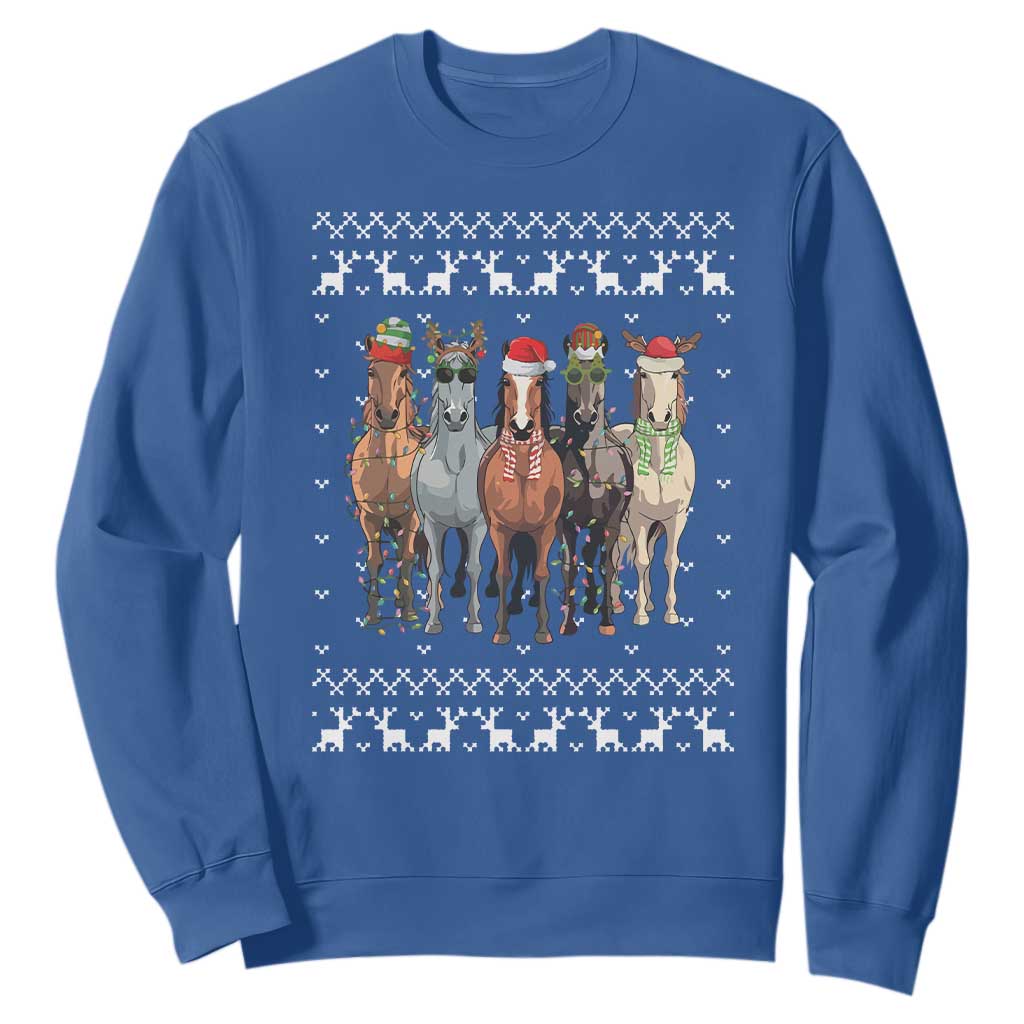 Horse Christmas Sweatshirt Western Cowboy Cowgirl Howdy Country Ugly Xmas TS10 Royal Blue Print Your Wear