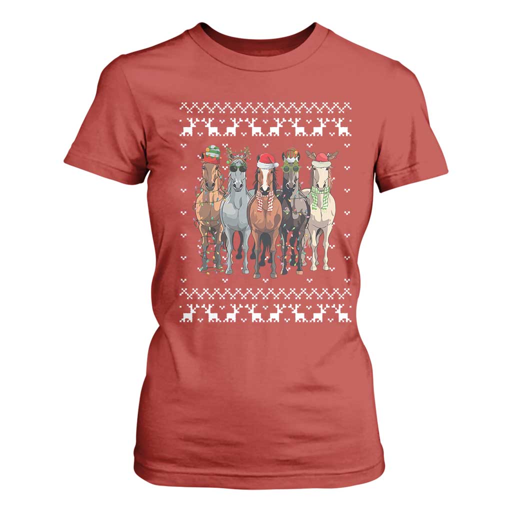 Horse Christmas T Shirt For Women Western Cowboy Cowgirl Howdy Country Ugly Xmas TS10 Red Print Your Wear