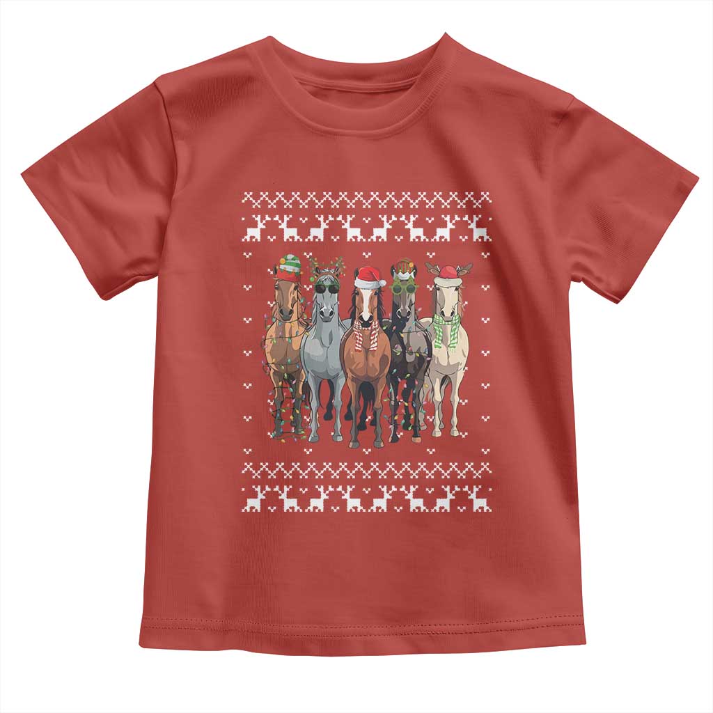 Horse Christmas Toddler T Shirt Western Cowboy Cowgirl Howdy Country Ugly Xmas TS10 Red Print Your Wear