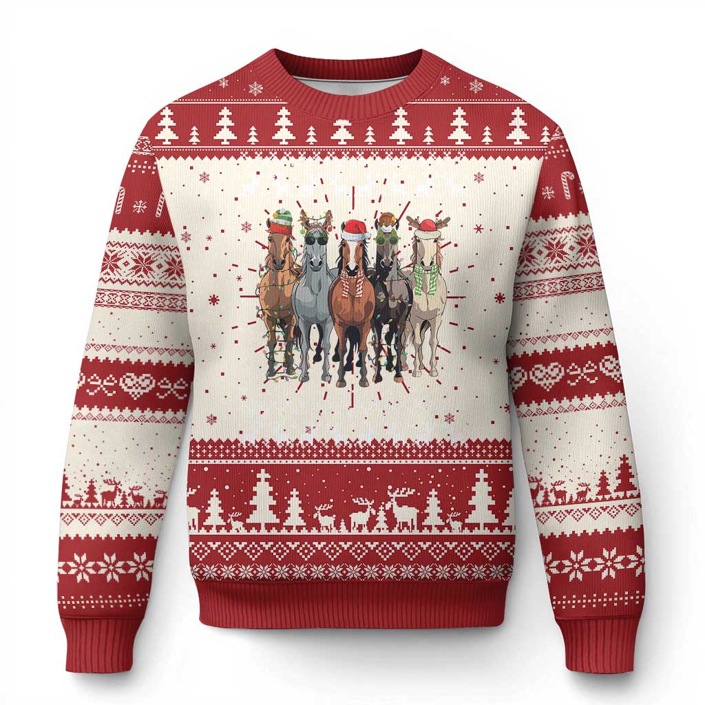 Horse Ugly Christmas Sweater Western Cowboy Cowgirl Howdy Country Ugly Xmas TS10 Red Print Your Wear