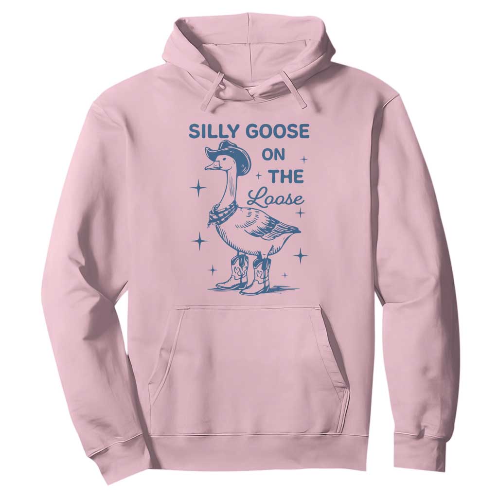 Retro Silly Goose On The Loose Hoodie 90s Aesthetic Funny Cowgirl Western TS10 Light Pink Print Your Wear