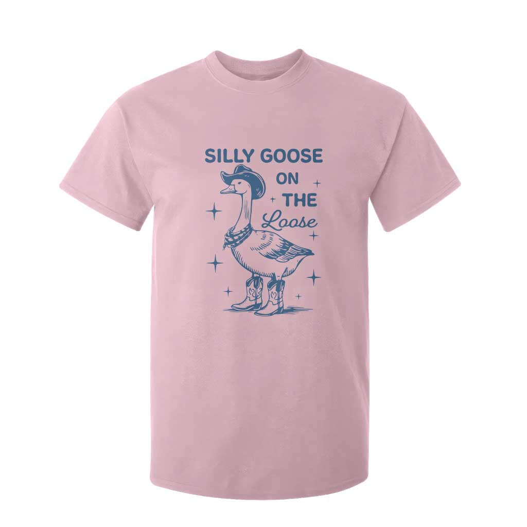 Retro Silly Goose On The Loose T Shirt For Kid 90s Aesthetic Funny Cowgirl Western TS10 Light Pink Print Your Wear