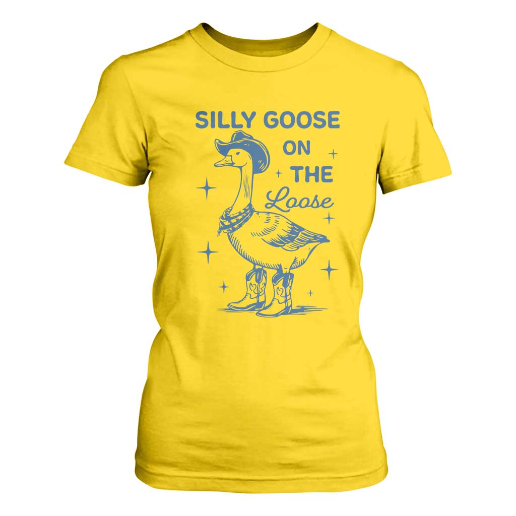 Retro Silly Goose On The Loose T Shirt For Women 90s Aesthetic Funny Cowgirl Western TS10 Daisy Print Your Wear