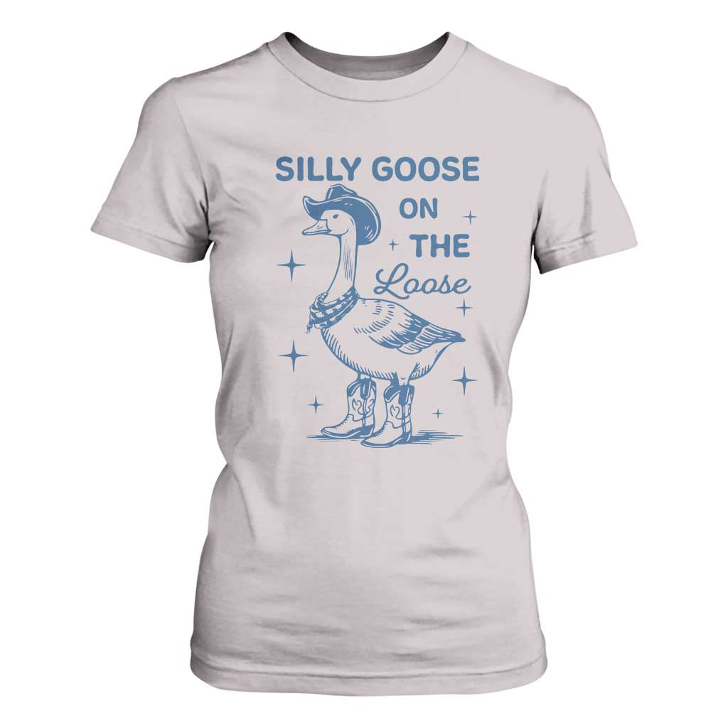 Retro Silly Goose On The Loose T Shirt For Women 90s Aesthetic Funny Cowgirl Western TS10 Ice Gray Print Your Wear