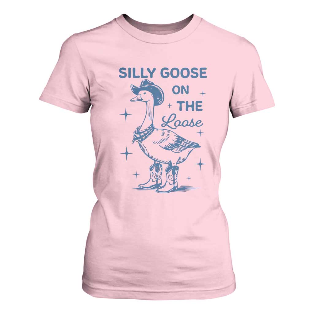 Retro Silly Goose On The Loose T Shirt For Women 90s Aesthetic Funny Cowgirl Western TS10 Light Pink Print Your Wear