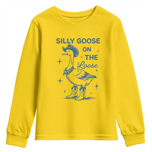 Retro Silly Goose On The Loose Youth Sweatshirt 90s Aesthetic Funny Cowgirl Western TS10 Daisy Print Your Wear