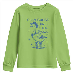 Retro Silly Goose On The Loose Youth Sweatshirt 90s Aesthetic Funny Cowgirl Western TS10 Lime Print Your Wear