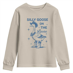 Retro Silly Goose On The Loose Youth Sweatshirt 90s Aesthetic Funny Cowgirl Western TS10 Sand Print Your Wear