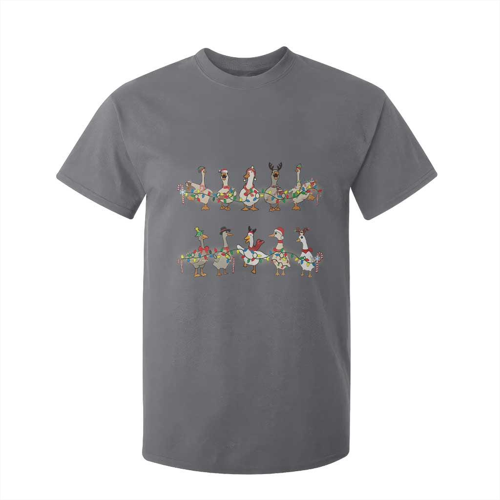 Goose Christmas T Shirt For Kid Funny Xmas Lights TS10 Charcoal Print Your Wear