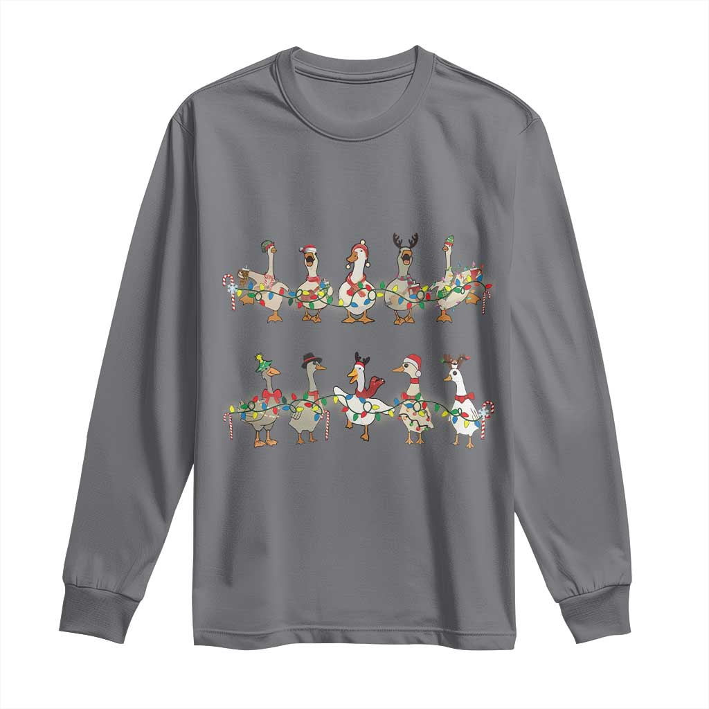 Goose Christmas Long Sleeve Shirt Funny Xmas Lights TS10 Charcoal Print Your Wear