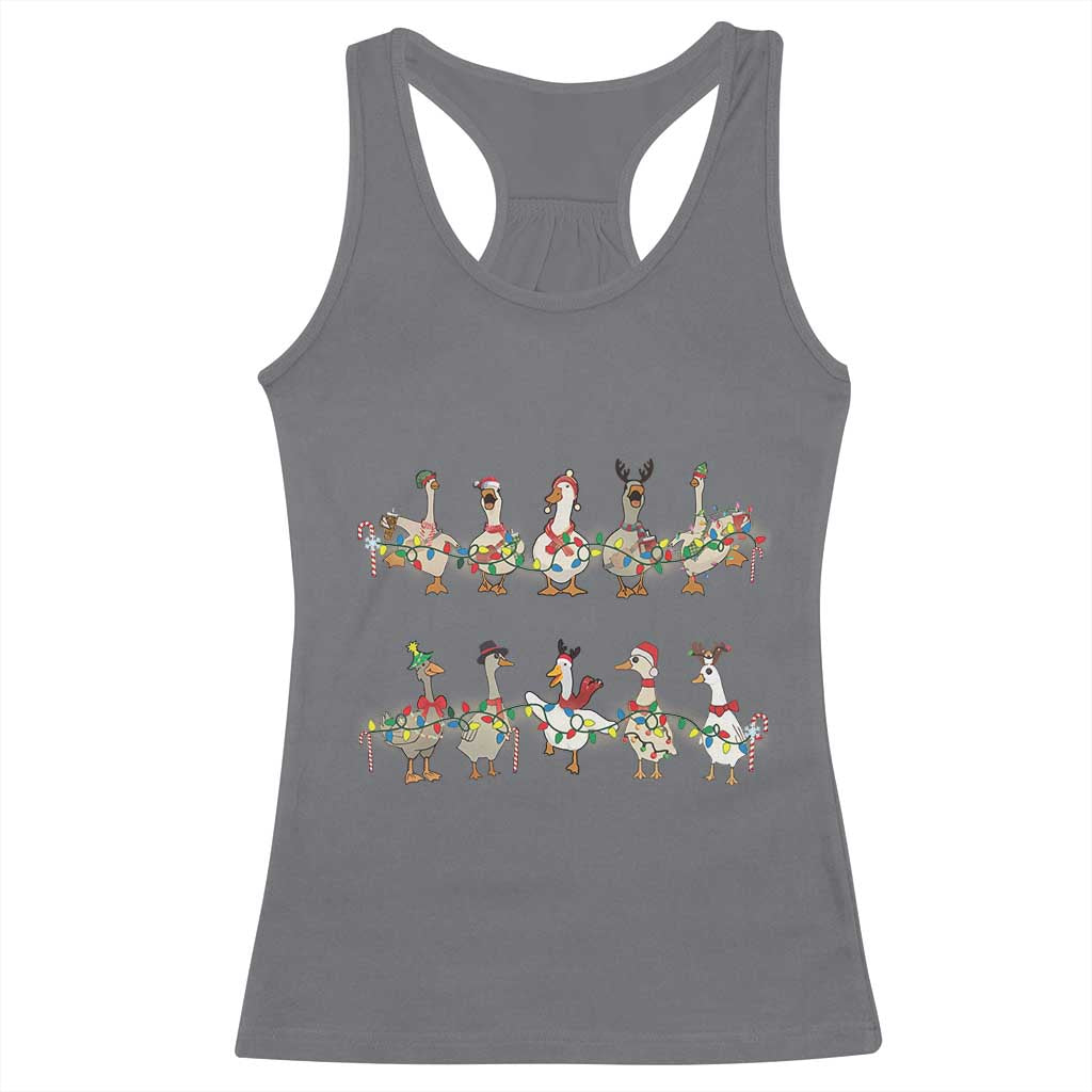 Goose Christmas Racerback Tank Top Funny Xmas Lights TS10 Charcoal Print Your Wear