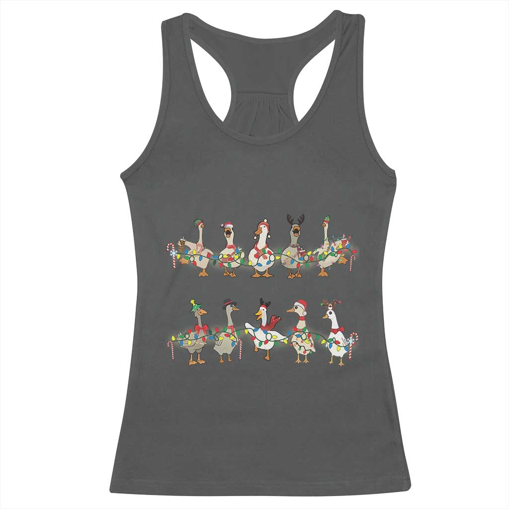 Goose Christmas Racerback Tank Top Funny Xmas Lights TS10 Dark Heather Print Your Wear
