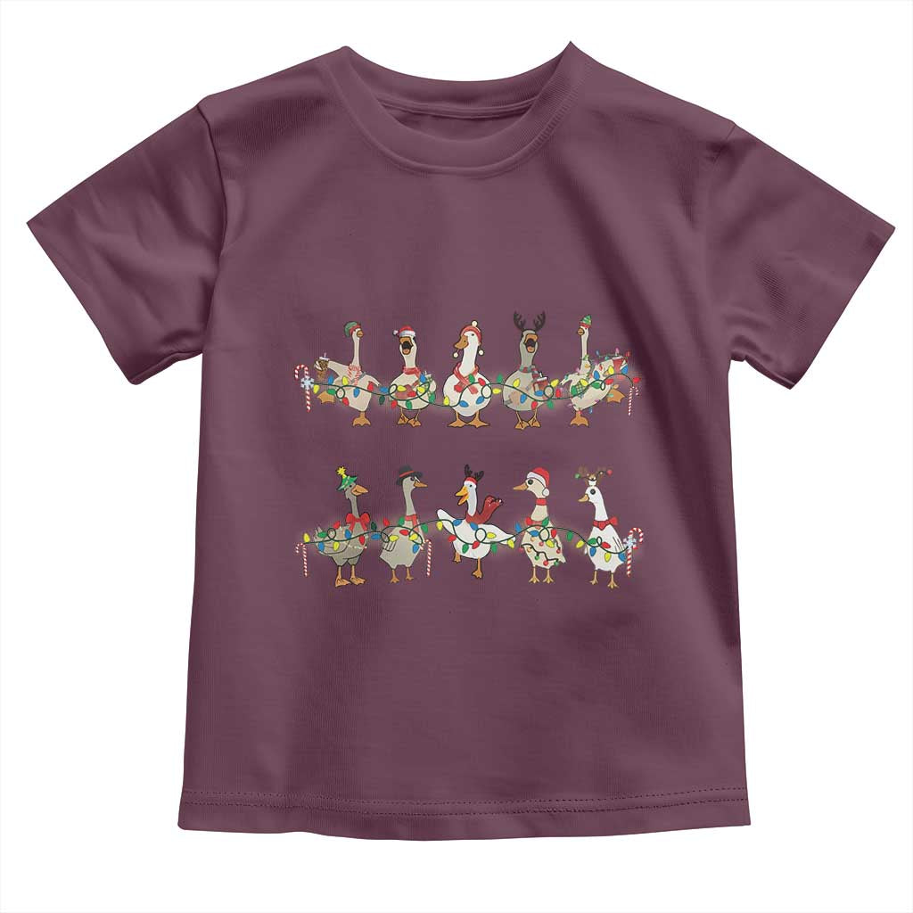 Goose Christmas Toddler T Shirt Funny Xmas Lights TS10 Maroon Print Your Wear