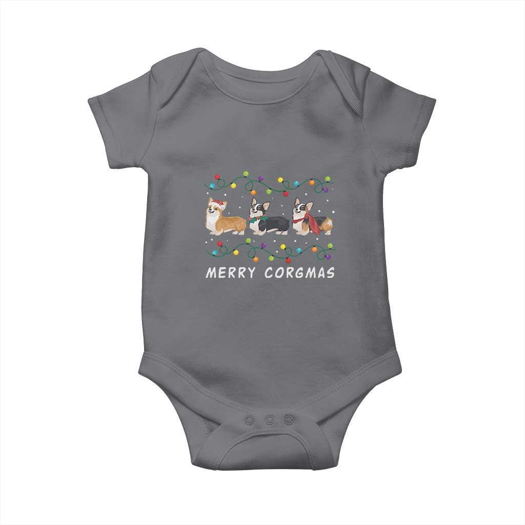 Corgi Dog Christmas Baby Onesie Merry Corgmas Santa Tree Lights Xmas Dog Mom Ugly TS10 Charcoal Print Your Wear