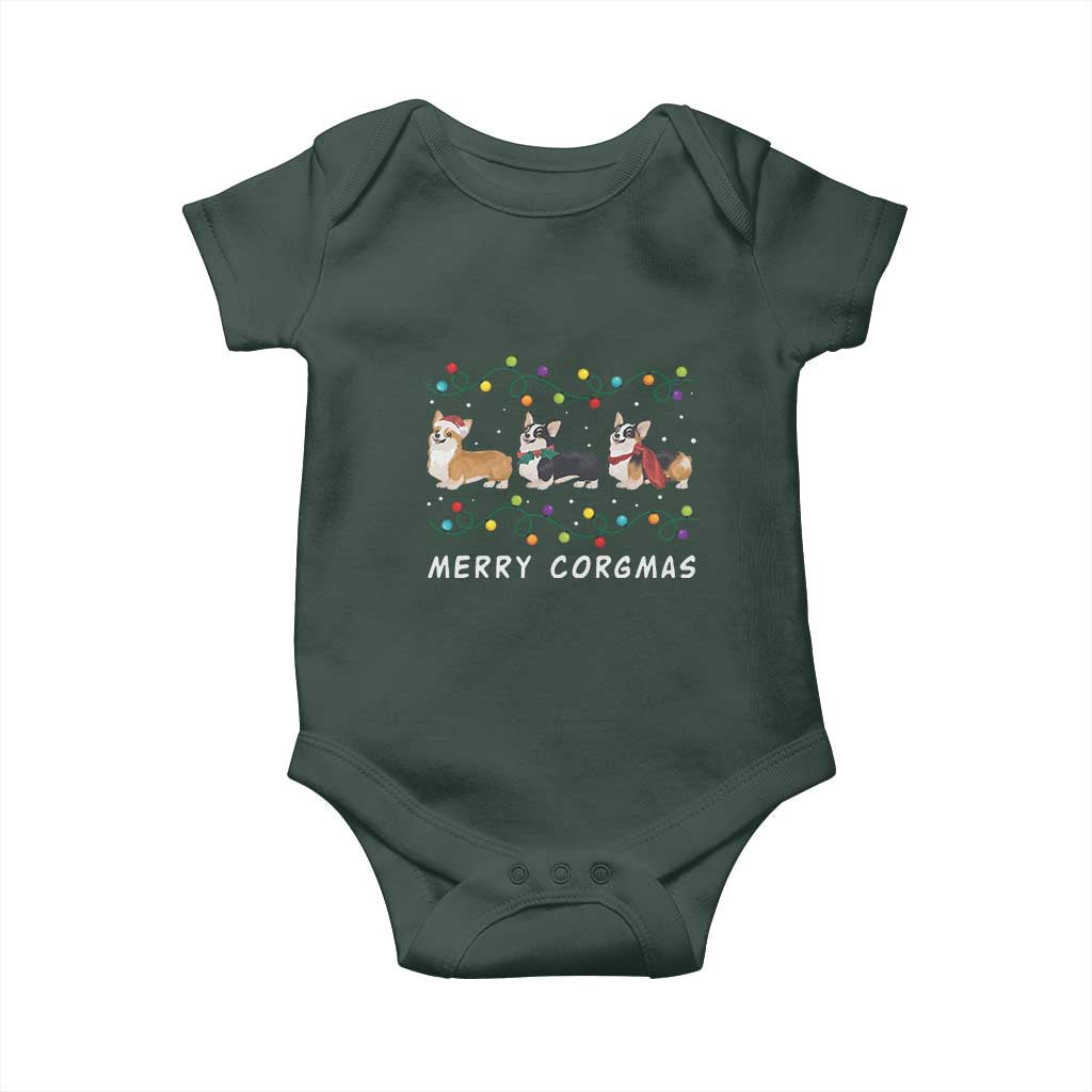Corgi Dog Christmas Baby Onesie Merry Corgmas Santa Tree Lights Xmas Dog Mom Ugly TS10 Print Your Wear