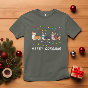 Corgi Dog Christmas T Shirt Merry Corgmas Santa Tree Lights Xmas Dog Mom Ugly TS10 Military Green Print Your Wear