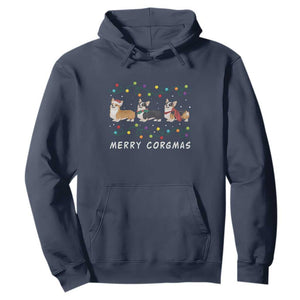 Corgi Dog Christmas Hoodie Merry Corgmas Santa Tree Lights Xmas Dog Mom Ugly TS10 Navy Print Your Wear