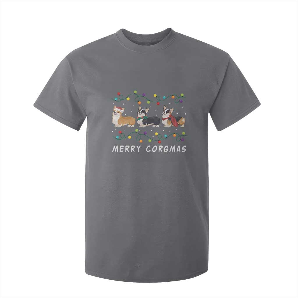 Corgi Dog Christmas T Shirt For Kid Merry Corgmas Santa Tree Lights Xmas Dog Mom Ugly TS10 Charcoal Print Your Wear