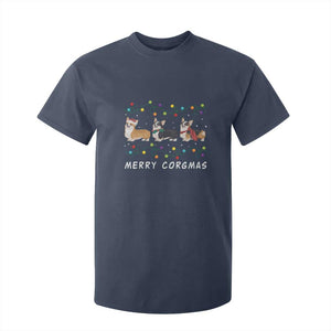 Corgi Dog Christmas T Shirt For Kid Merry Corgmas Santa Tree Lights Xmas Dog Mom Ugly TS10 Navy Print Your Wear