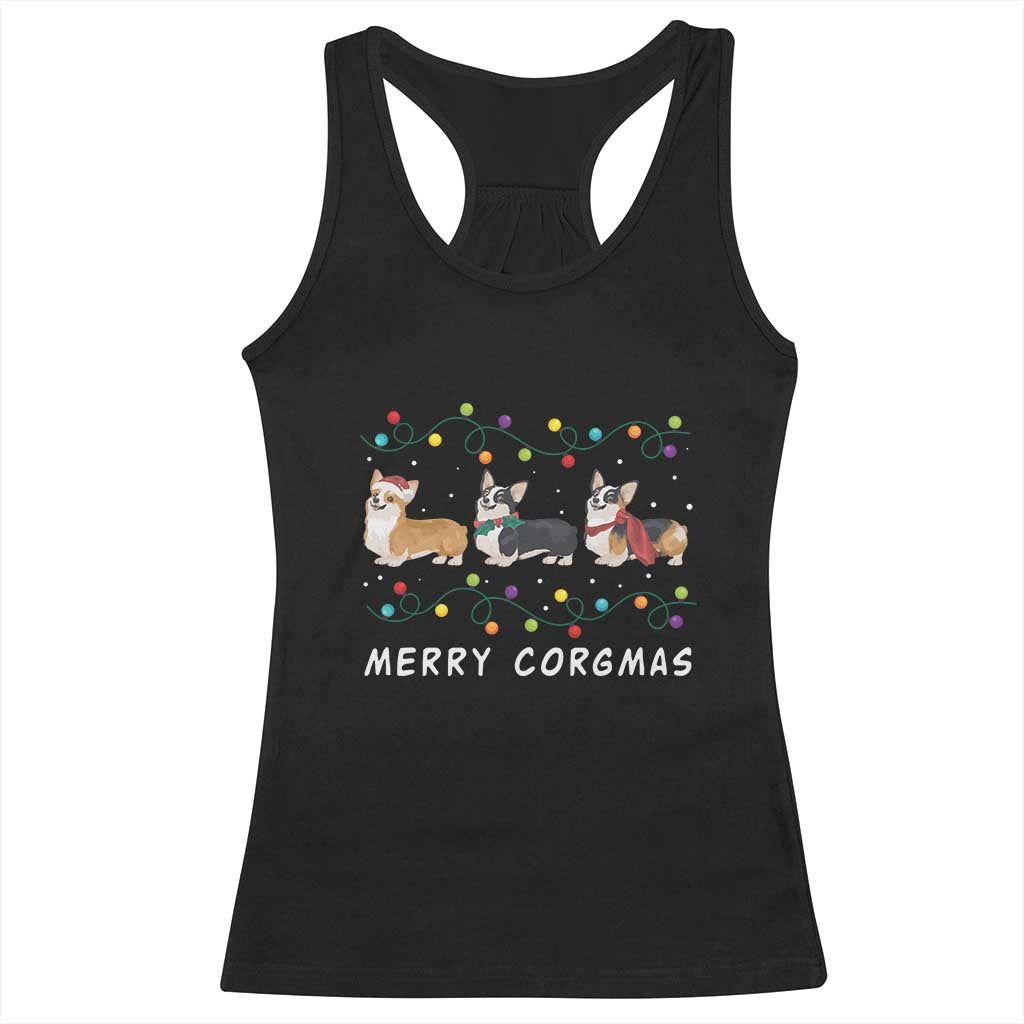 Corgi Dog Christmas Racerback Tank Top Merry Corgmas Santa Tree Lights Xmas Dog Mom Ugly TS10 Black Print Your Wear