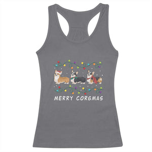 Corgi Dog Christmas Racerback Tank Top Merry Corgmas Santa Tree Lights Xmas Dog Mom Ugly TS10 Charcoal Print Your Wear