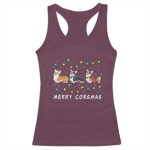 Corgi Dog Christmas Racerback Tank Top Merry Corgmas Santa Tree Lights Xmas Dog Mom Ugly TS10 Maroon Print Your Wear