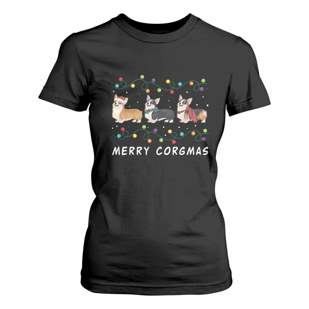 Corgi Dog Christmas T Shirt For Women Merry Corgmas Santa Tree Lights Xmas Dog Mom Ugly TS10 Black Print Your Wear