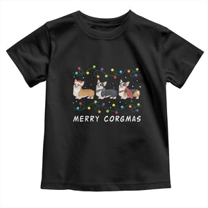 Corgi Dog Christmas Toddler T Shirt Merry Corgmas Santa Tree Lights Xmas Dog Mom Ugly TS10 Black Print Your Wear