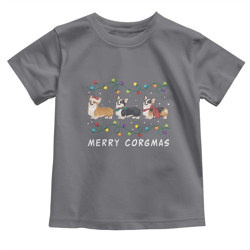 Corgi Dog Christmas Toddler T Shirt Merry Corgmas Santa Tree Lights Xmas Dog Mom Ugly TS10 Charcoal Print Your Wear