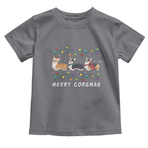 Corgi Dog Christmas Toddler T Shirt Merry Corgmas Santa Tree Lights Xmas Dog Mom Ugly TS10 Charcoal Print Your Wear