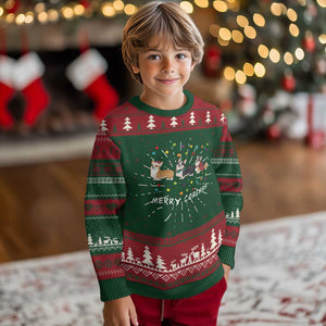 Corgi Dog Christmas Knit Sweatshirt Merry Corgmas Santa Tree Lights Xmas Dog Mom Ugly TS10 Christmas Print Your Wear