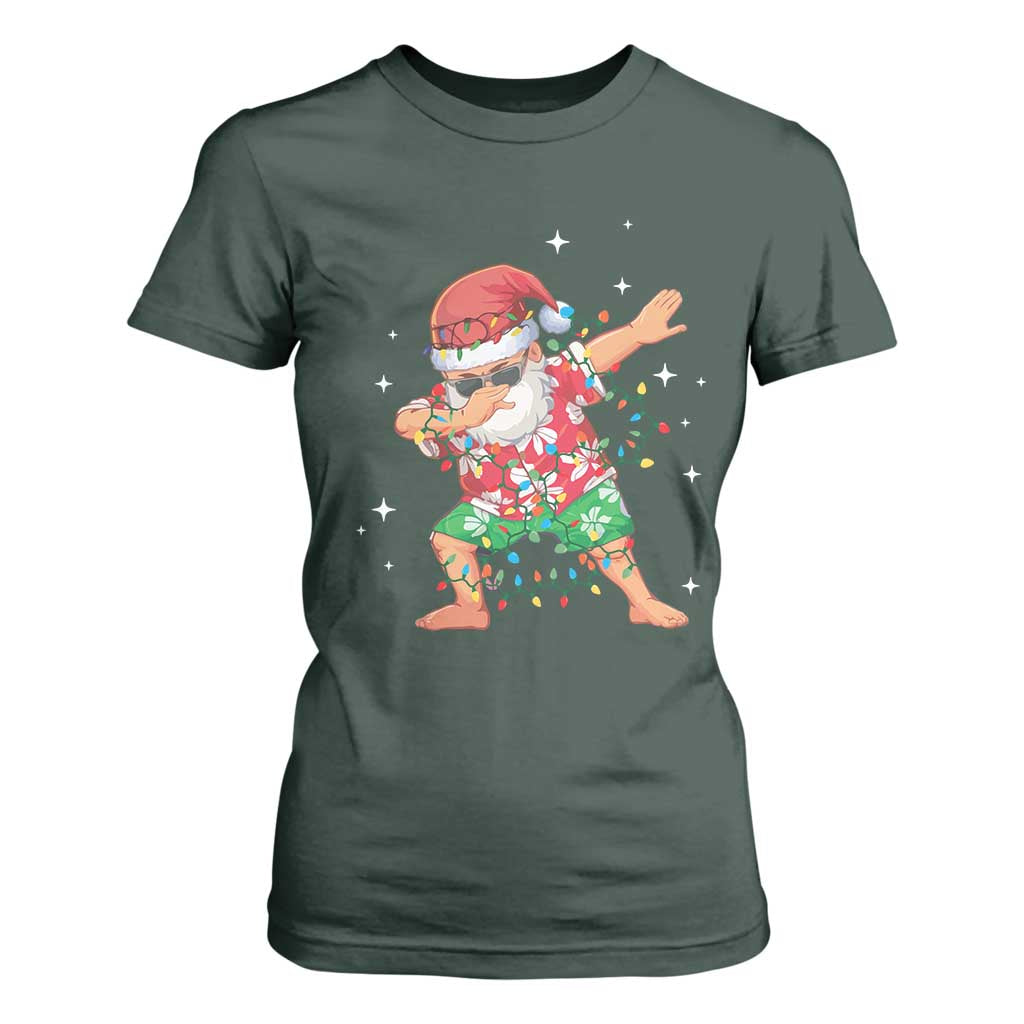 Funny Christmas T Shirt For Women Dabbing Santa Boys Girls Men Xmas Dab Kid TS10 Dark Forest Green Print Your Wear