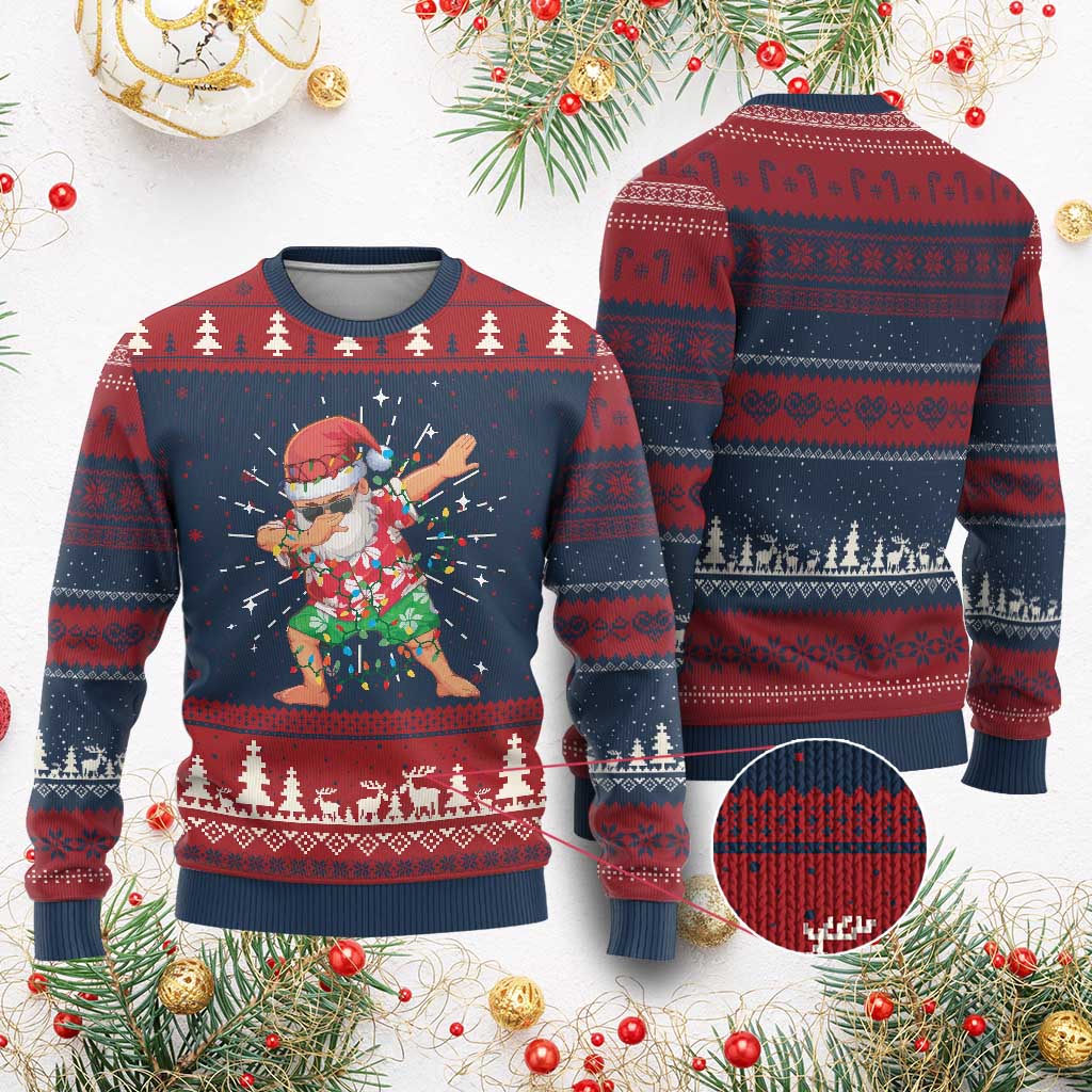 Funny Ugly Christmas Sweater Dabbing Santa Boys Girls Men Xmas Dab Kid TS10 Burgundy Print Your Wear
