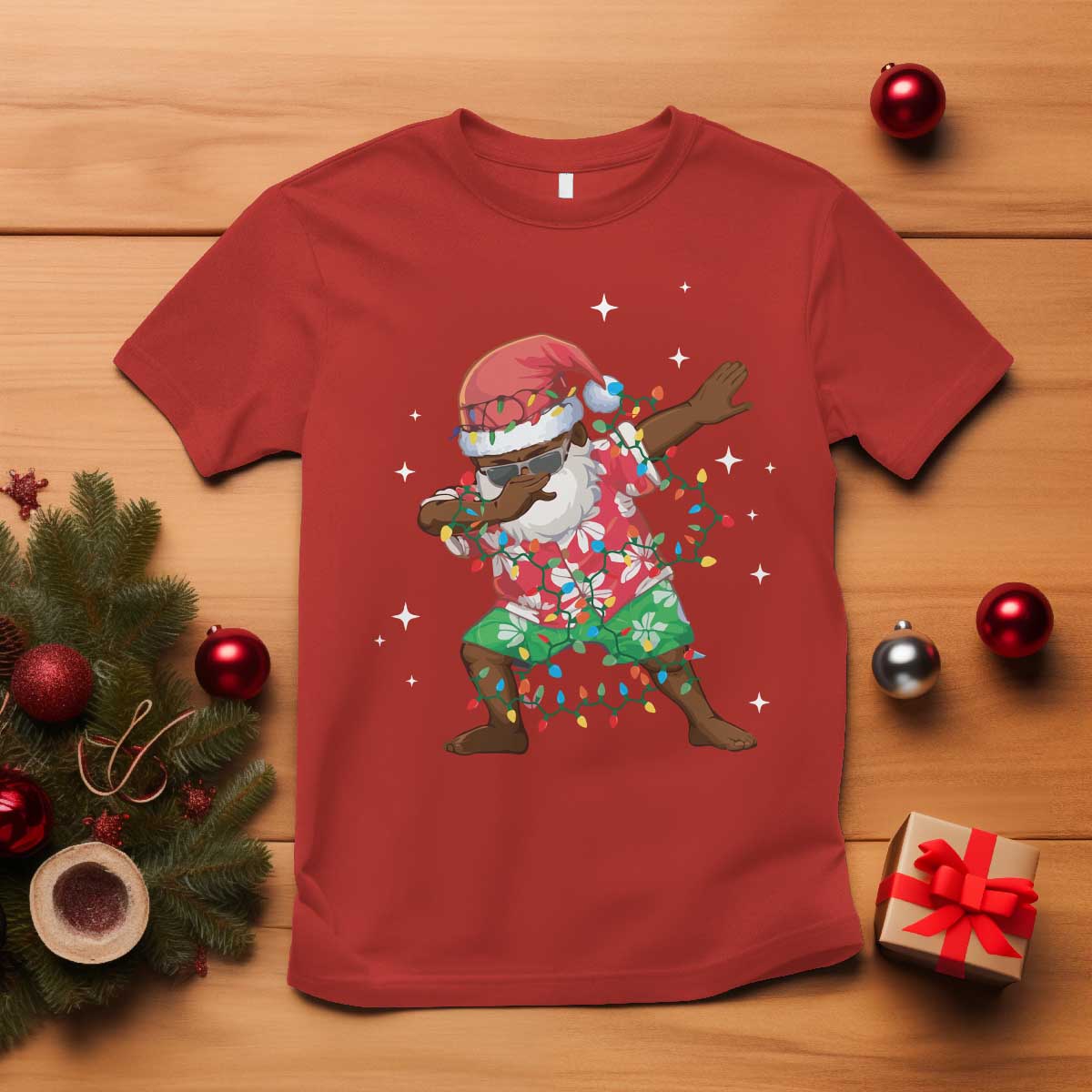 Christmas Hawaiian T Shirt Afro African Dabbing Santa Xmas Dab Girls Boys Kids TS10 Red Print Your Wear