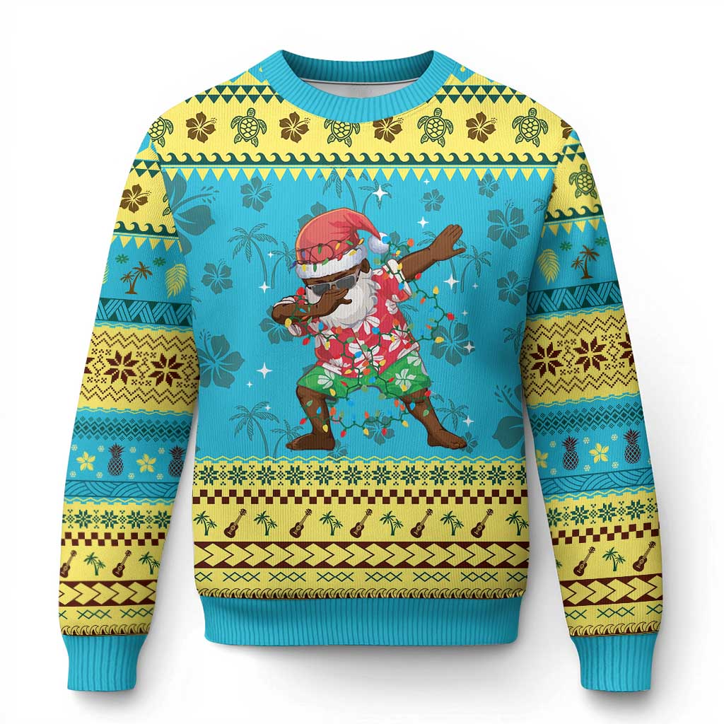 Hawaiian Ugly Christmas Sweater Afro African Dabbing Santa Xmas Dab Girls Boys Kids TS10 Hawaii Print Your Wear