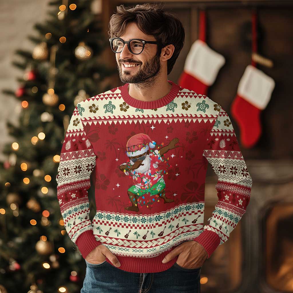 Hawaiian Ugly Christmas Sweater Afro African Dabbing Santa Xmas Dab Girls Boys Kids TS10 Hibiscus Print Your Wear