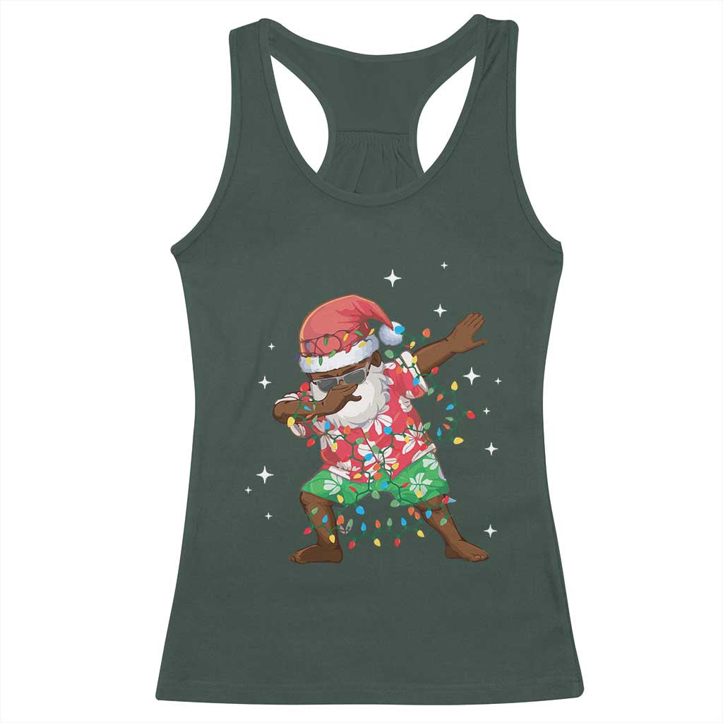 Christmas Hawaiian Racerback Tank Top Afro African Dabbing Santa Xmas Dab Girls Boys Kids TS10 Dark Forest Green Print Your Wear
