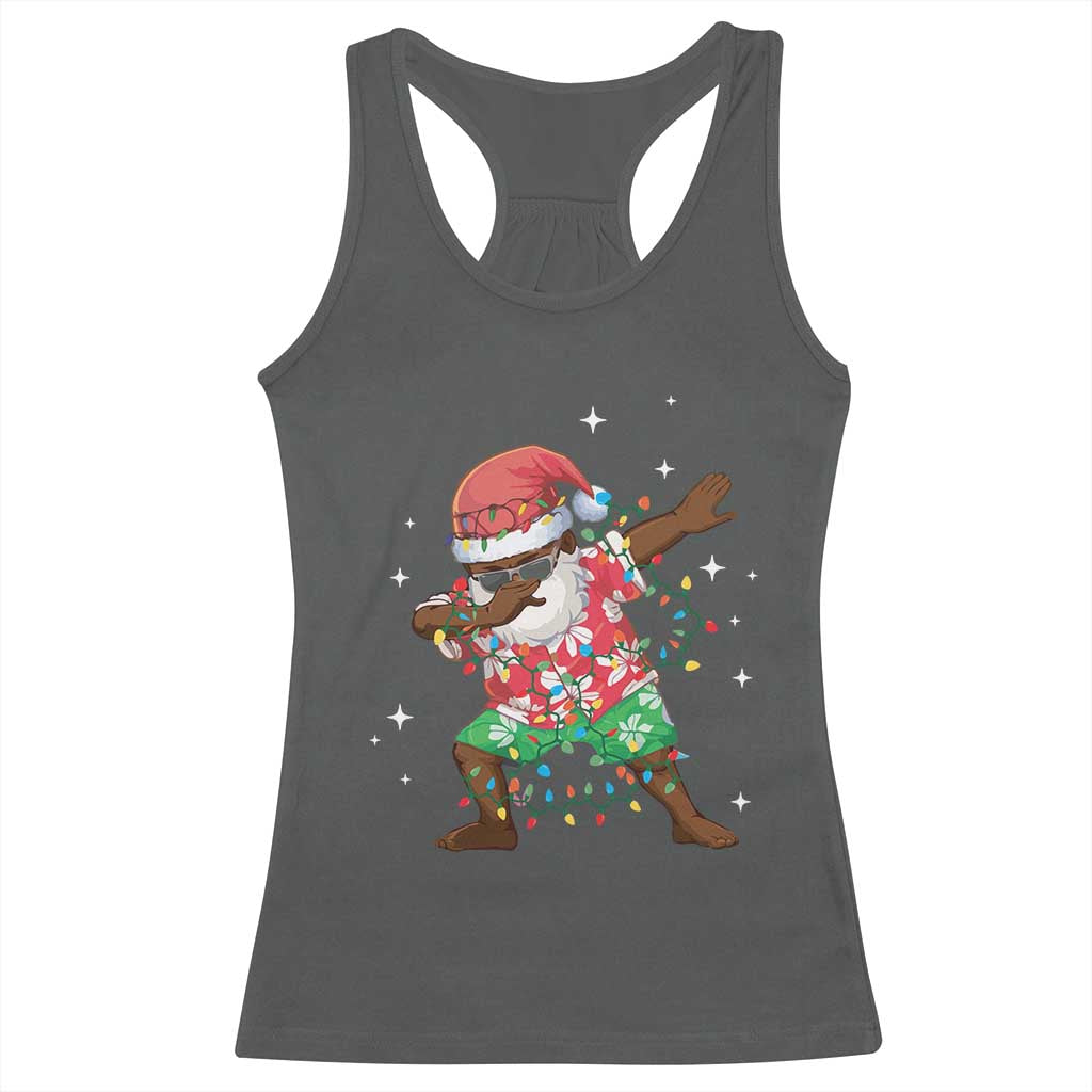 Christmas Hawaiian Racerback Tank Top Afro African Dabbing Santa Xmas Dab Girls Boys Kids TS10 Dark Heather Print Your Wear
